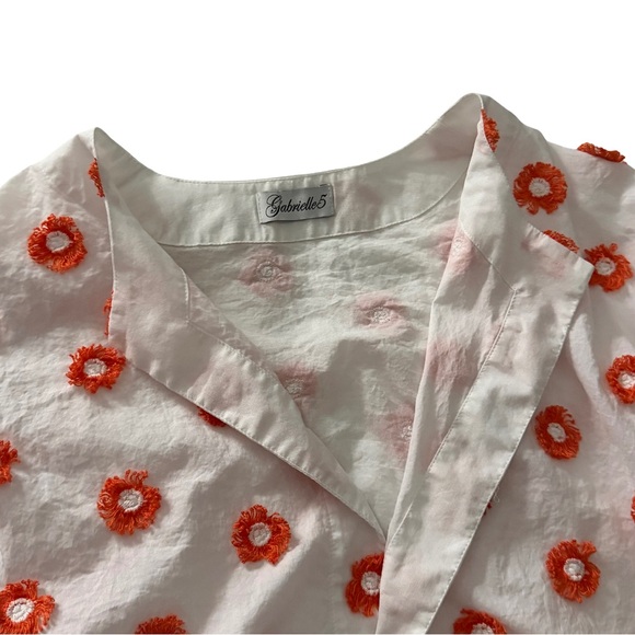 Gabrielle5 Women's Floral Blazer - White and Orange size L 100% Cotton - Picture 8 of 9